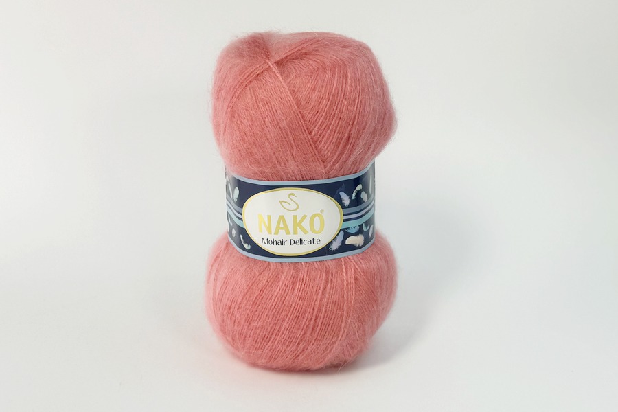 Пряжа NAKO Mohair Delikate вовна 10%, мохер 5%, акрил 85% рожевий кораловий 500м(100гр) 00338
