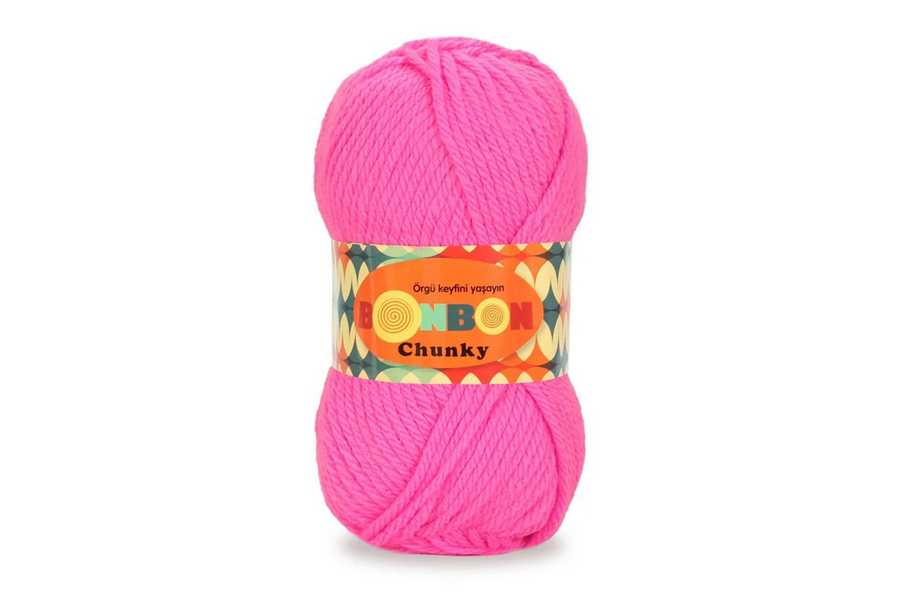 Пряжа NAKO Bonbon chunky акрил 100% рожевий яскравий 135м(100гр) 98240