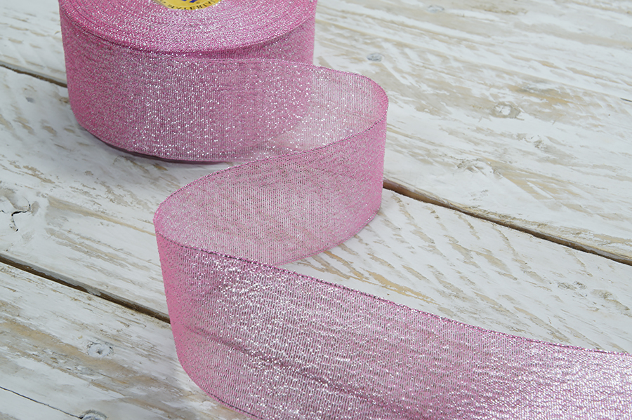 Стрічка люрекс 52 мм MH рожевий 6106-3003-52-3341/silver