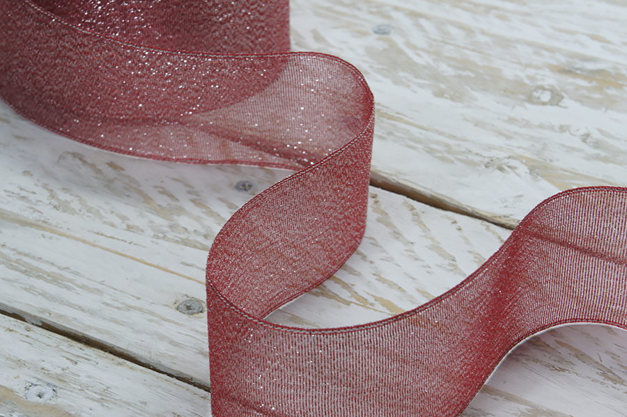 Стрічка люрекс 52 мм MH червоний 6106-3003-52-3342/silver