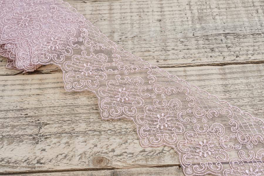 Мереживо органза 90 мм рожевий пудровий