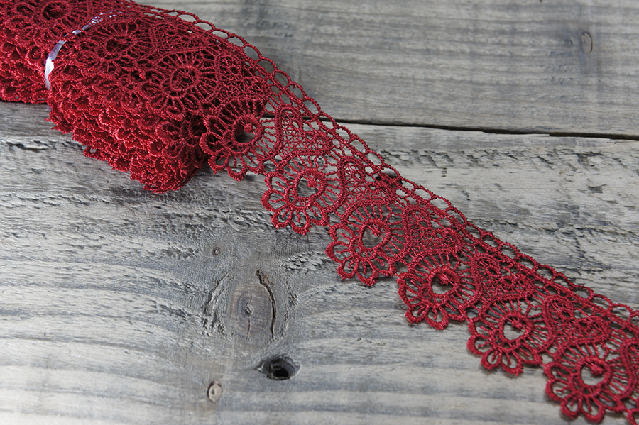 Мереживо гіпюр 45 мм Mertbutton червоний