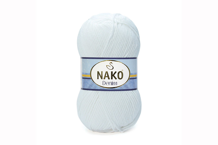 Пряжа NAKO Denim бавовна 60%, акрил 40% білий 200м(100гр) 00208