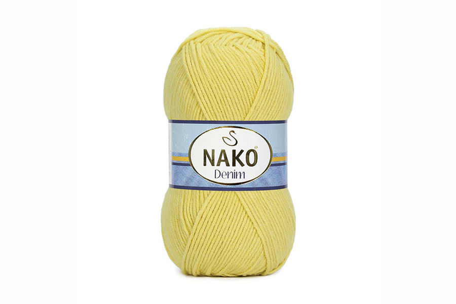 Пряжа NAKO Denim бавовна 60%, акрил 40% жовтий світлий 200м(100гр) 10598