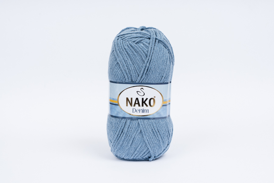 Пряжа NAKO Denim бавовна 60%, акрил 40% блакитний сірий 200м(100гр) 11576