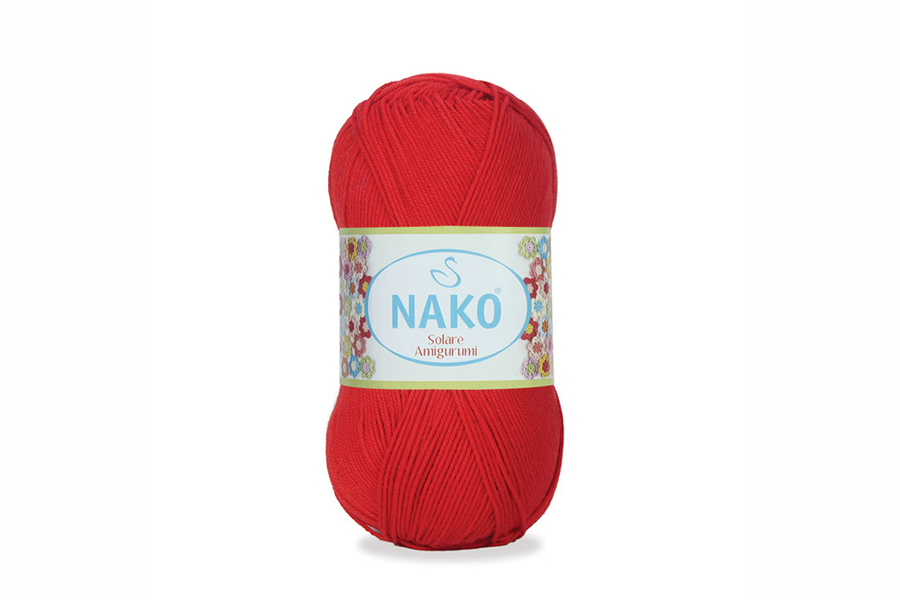 Пряжа NAKO Solare amigurumi бавовна 100% червоний 270м(100гр) 06951