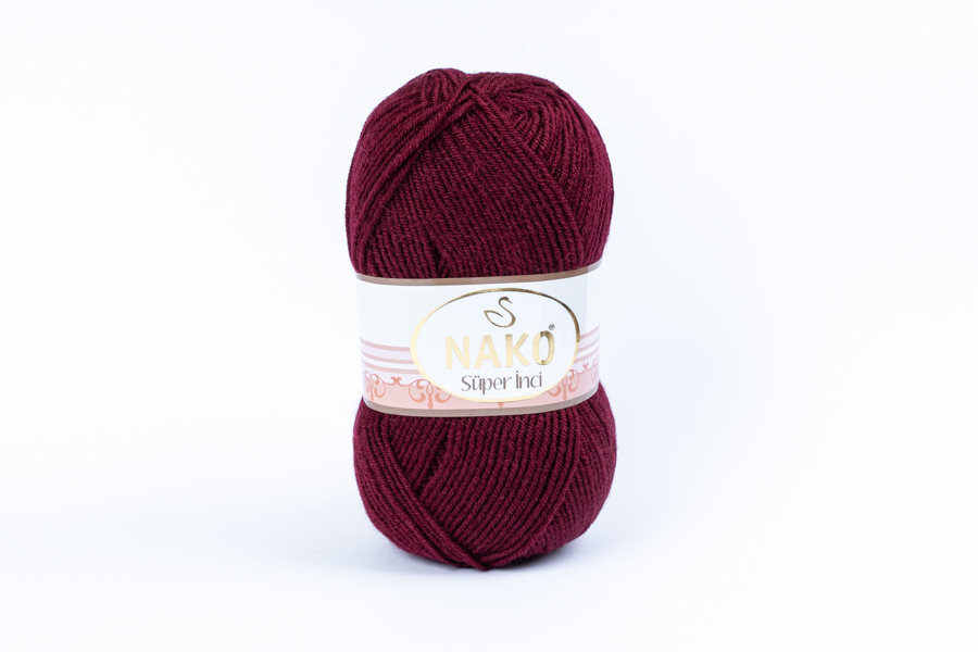 Пряжа NAKO Super Inci вовна 25%, акрил 75% вишневий темний 260м(100гр) 00999