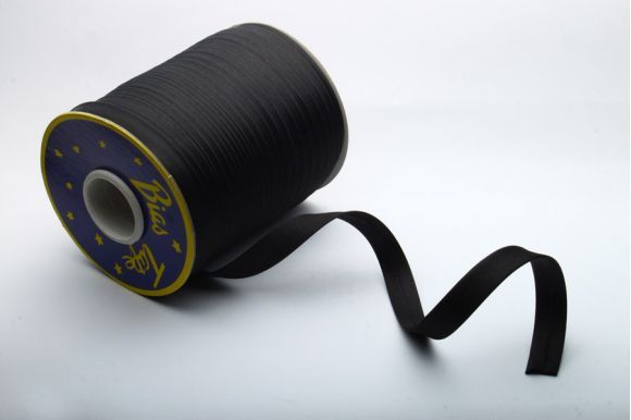 Бейка 16 мм MH сатинова (атласна), підвернута чорний