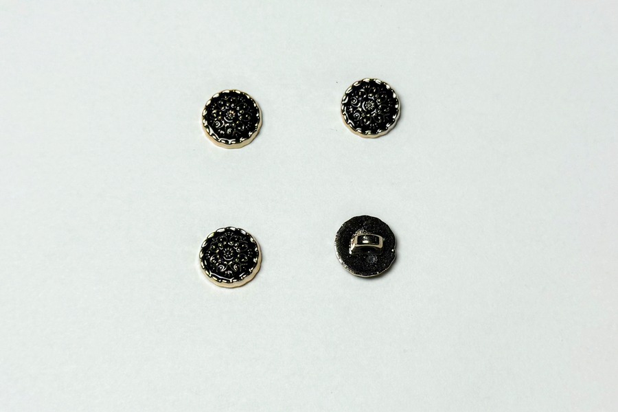 Гудзик на ніжці 12 мм Mertbutton металізований чорний BR-652-20-000/gold