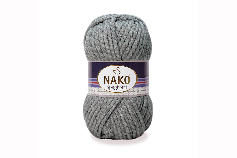 Пряжа NAKO Spaghetti вовна 25%, акрил 75% сірий темний 60м(100гр)