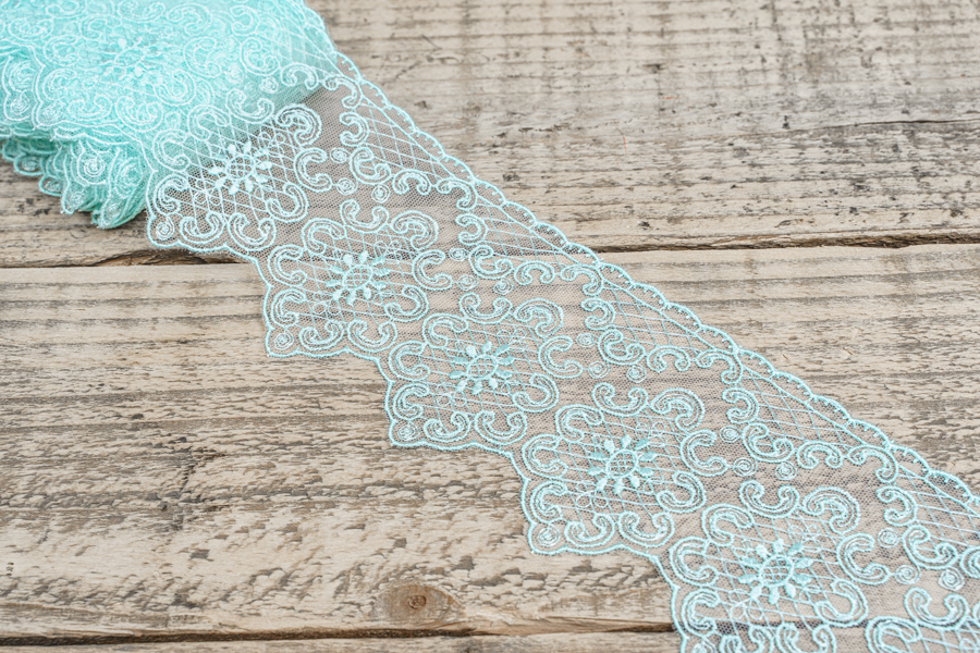 Мереживо органза 90 мм бірюзовий блідий
