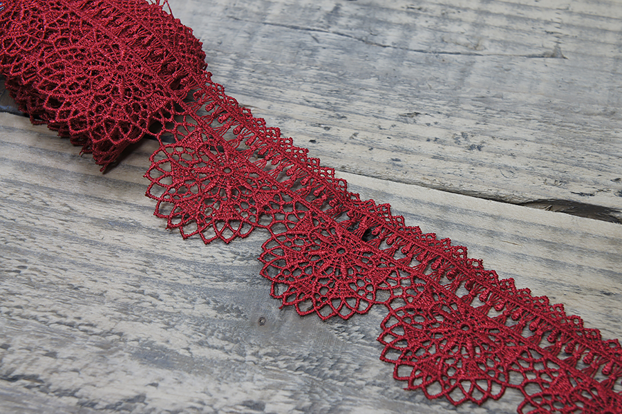 Мереживо гіпюр 55 мм Mertbutton червоний