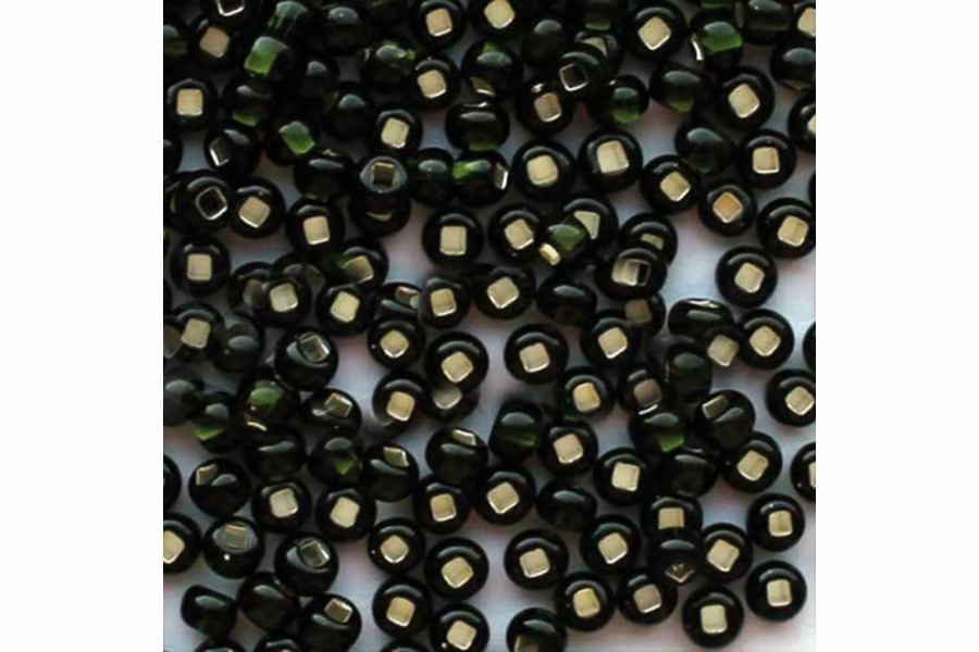 Бісер Preciosa 57290 №10 прозорий срібляста серединка болотний темний 2,3 мм