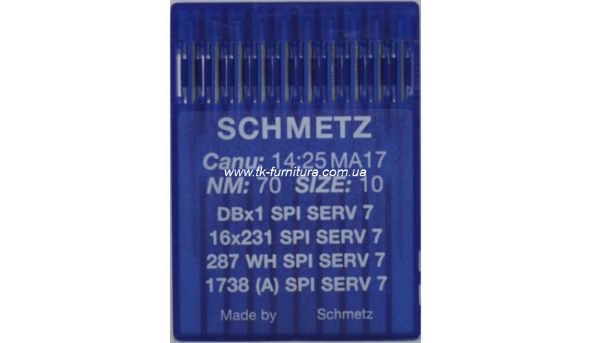 Голки універсальні № 70 -SPI SCHMETZ з тонкою колбою, кругле гостре вістря №70 DBx1-SERV7