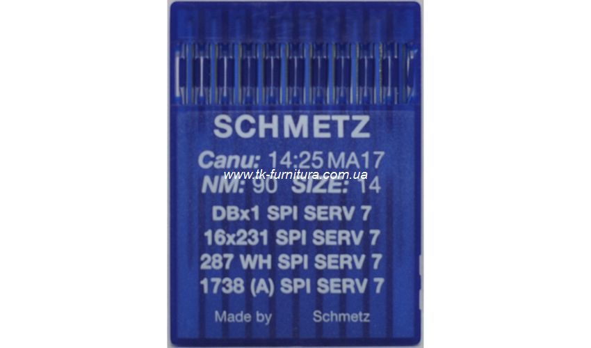 Голки універсальні № 90 -SPI SCHMETZ з тонкою колбою, кругле гостре вістря №90 DBx1-SERV7