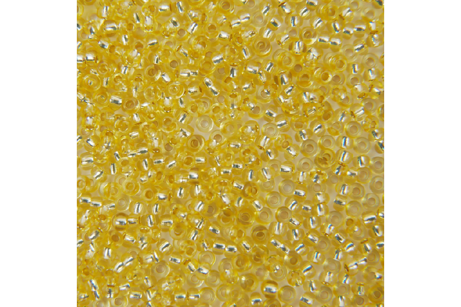 Бісер Preciosa 08283 №10 кришталь срібляста серединка жовтий світлий 2,3 мм