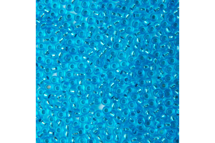 Бісер Preciosa 08265 №10 кришталь срібляста серединка блакитний яскравий 2,3 мм