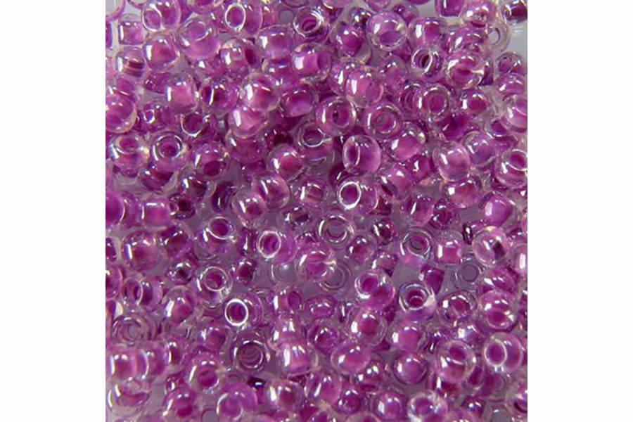 Бісер Preciosa 38628 №10 прозорий фарбована серединка фуксія бузкова 2,3 мм