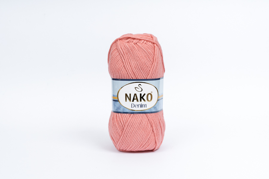 Пряжа NAKO Denim бавовна 60%, акрил 40% рожевий кораловий 200м(100гр) 11452