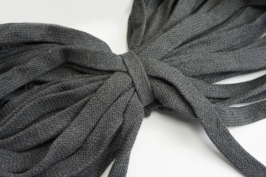 Шнур 20.0 мм для взуття (бавовна) Лента сірий темний