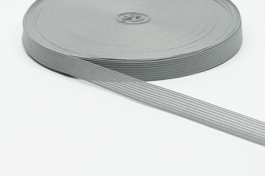 Тасьма 15 мм Лента в'язана сірий