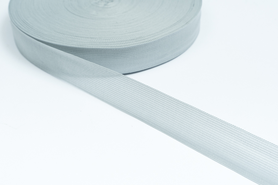 Тасьма 32 мм в'язана сірий світлий