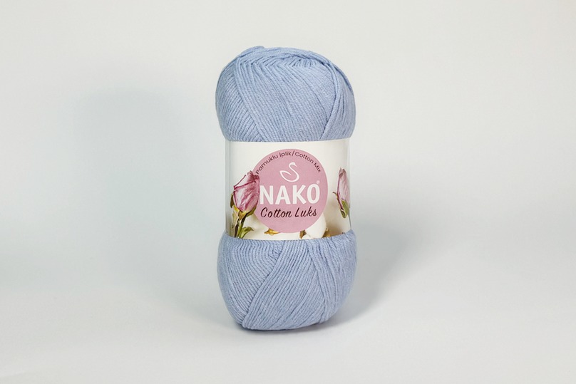 Пряжа NAKO Cotton Lux бавовна 60%, акрил 40% блакитний світлий 330м(100гр)