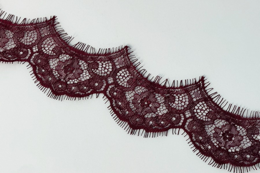Мереживо шантільї 70 мм вишневий темний