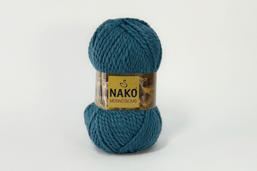 Пряжа NAKO Merino Bomb вовна 15%, мохер 25%, акрил 60% бірюзовий блакитний 120м(100гр) 10827