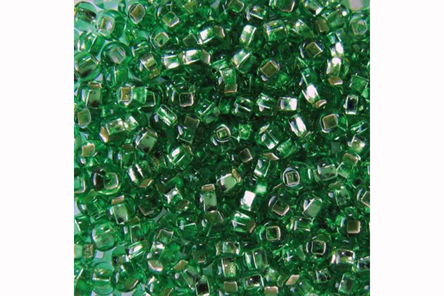 Бісер Preciosa 57100 №10 прозорий срібляста серединка зелений 2,3 мм