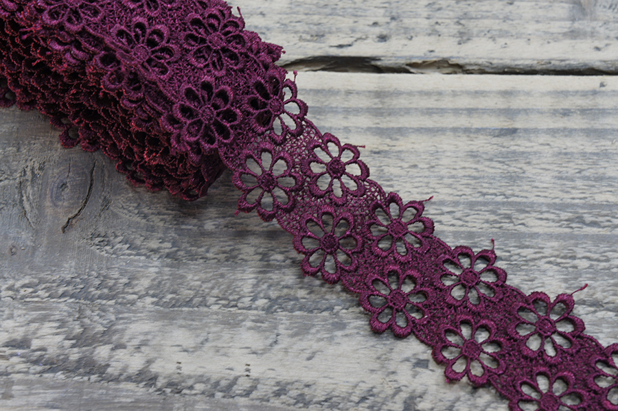 Мереживо гіпюр 45 мм SinemBro бордовий 4G4092-45-0798