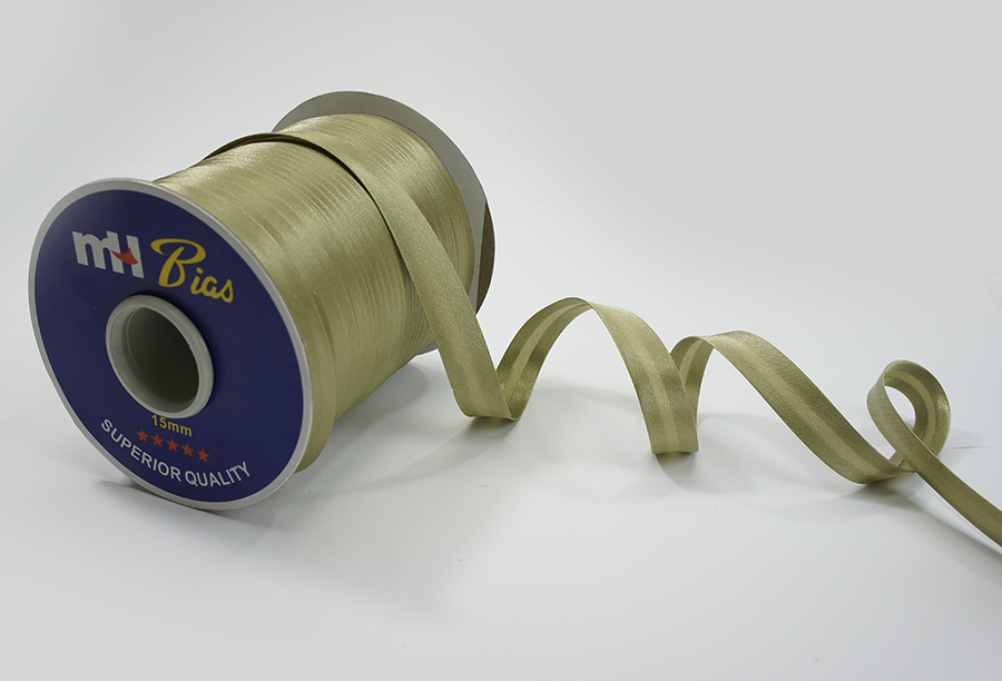 Бейка 16 мм MH сатинова (атласна), підвернута хакі світлий