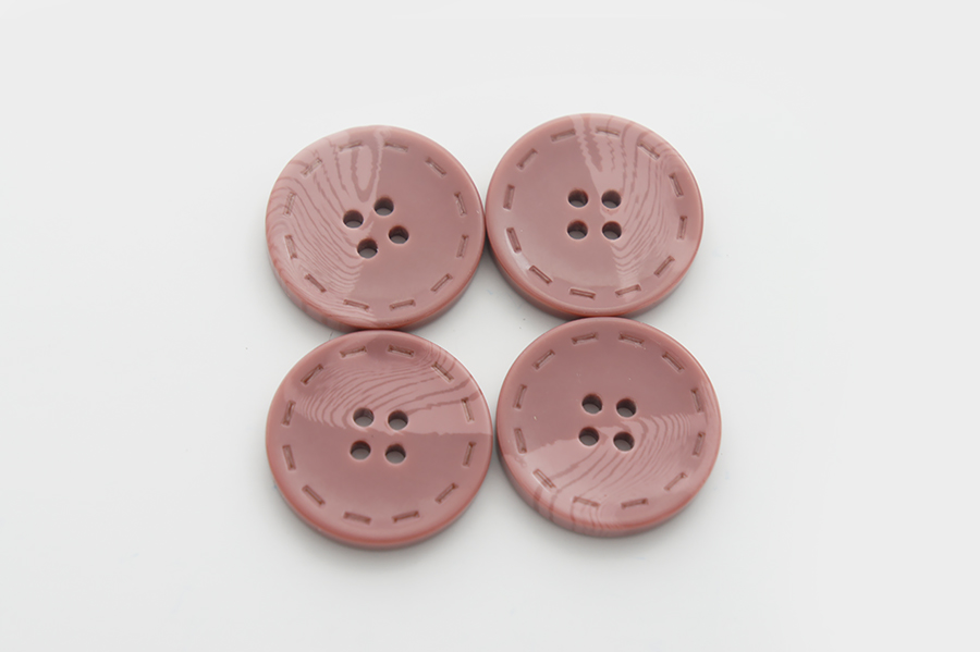 Гудзик 28 мм Mertbutton 4 отвори класичний фрезовий рожевий темний