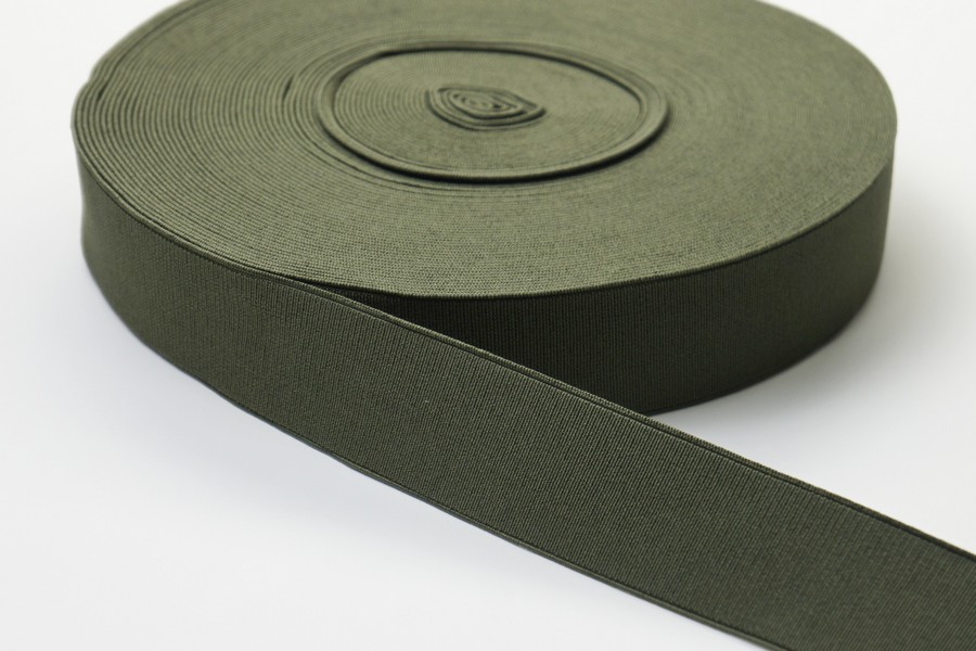 Тасьма еластична 40 мм ткана хакі