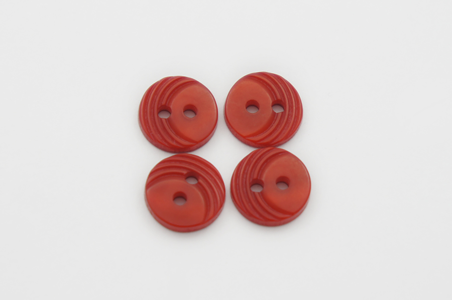 Гудзик 11 мм 2 отвори перламутр червоний