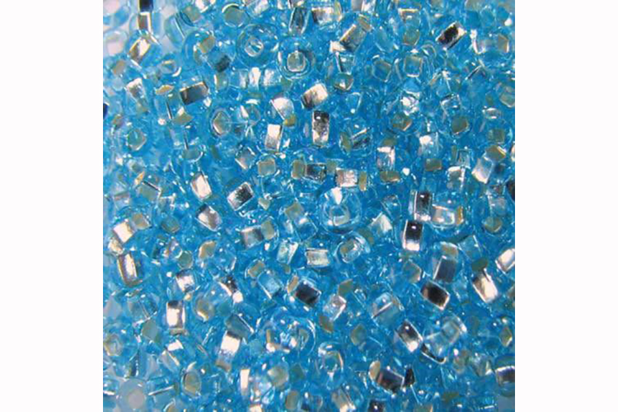 Бісер Preciosa 67000 №10 прозорий срібляста серединка блакитний яскравий 2,3 мм