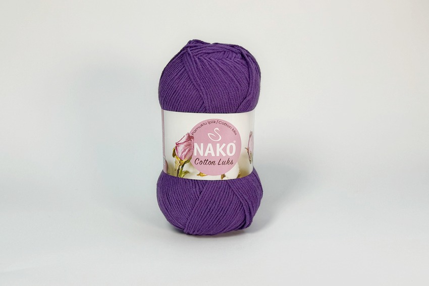 Пряжа NAKO Cotton Lux бавовна 60%, акрил 40% бузковий темний 330м(100гр)