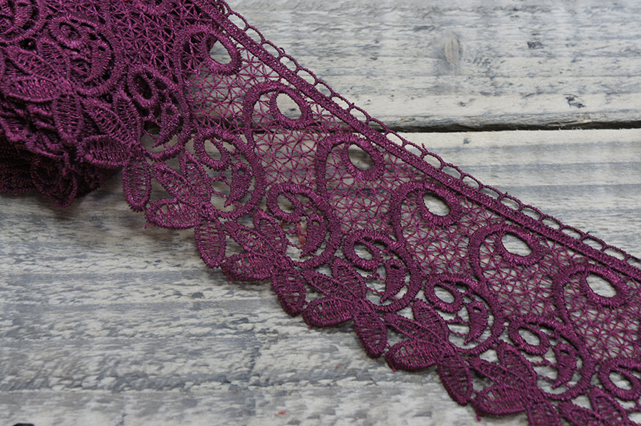 Мереживо гіпюр 70 мм SinemBro бордовий 4G4147-70-0798