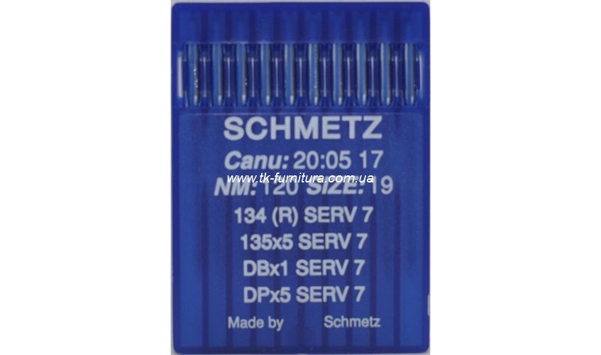 Голки універсальні №120 SCHMETZ з товстою колбою, кругле стандартне вістря DPx5