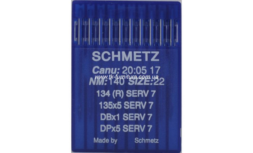 Голки універсальні №140 SCHMETZ з товстою колбою, кругле стандартне вістря DPx5