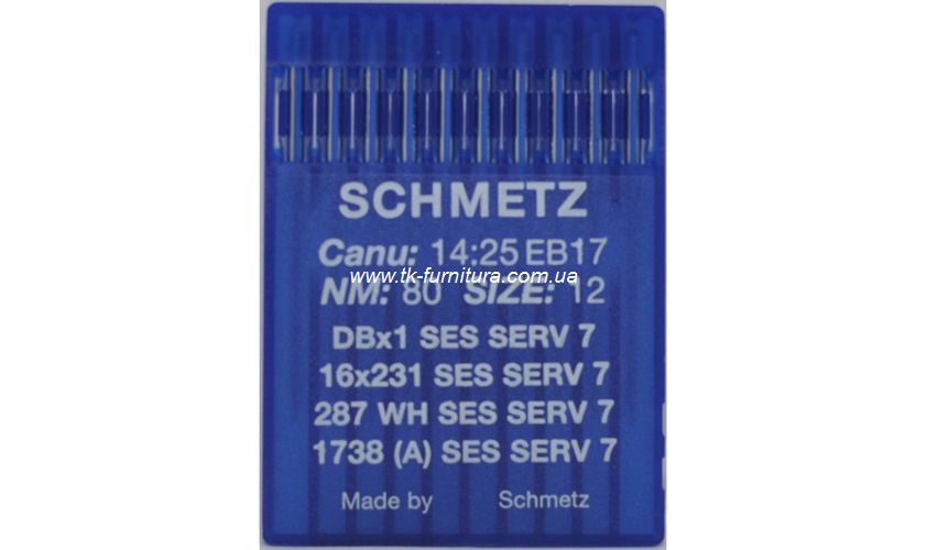 Голки універсальні № 80 -SES SCHMETZ з тонкою колбою, сферичне тонке вістря №80 DBx1-SERV7