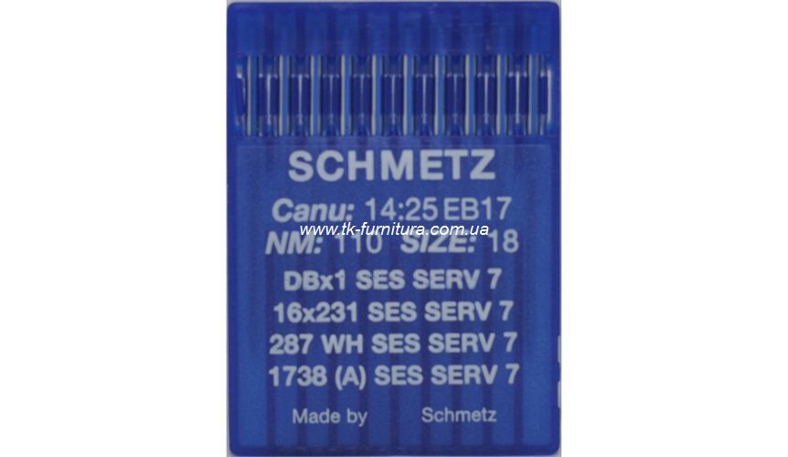 Голки універсальні №110 -SES SCHMETZ з тонкою колбою, сферичне тонке вістря DBx1-SERV7