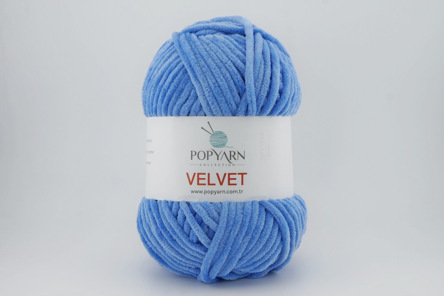 Пряжа POPYARN Velvet мікрополіестер 100% блакитний 120м(100гр)