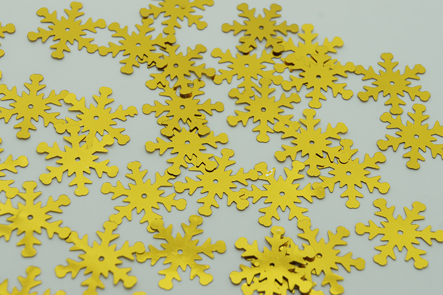 Пайєтки сніжинки 25 мм MH золото